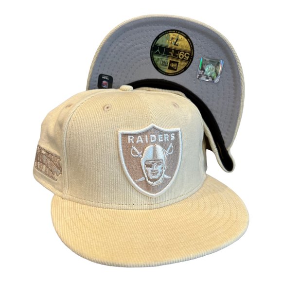 New Era Oakland Vegas Raiders Corduroy 59FIFTY Fitted Hat Superbowl Patch - Picture 1 of 9